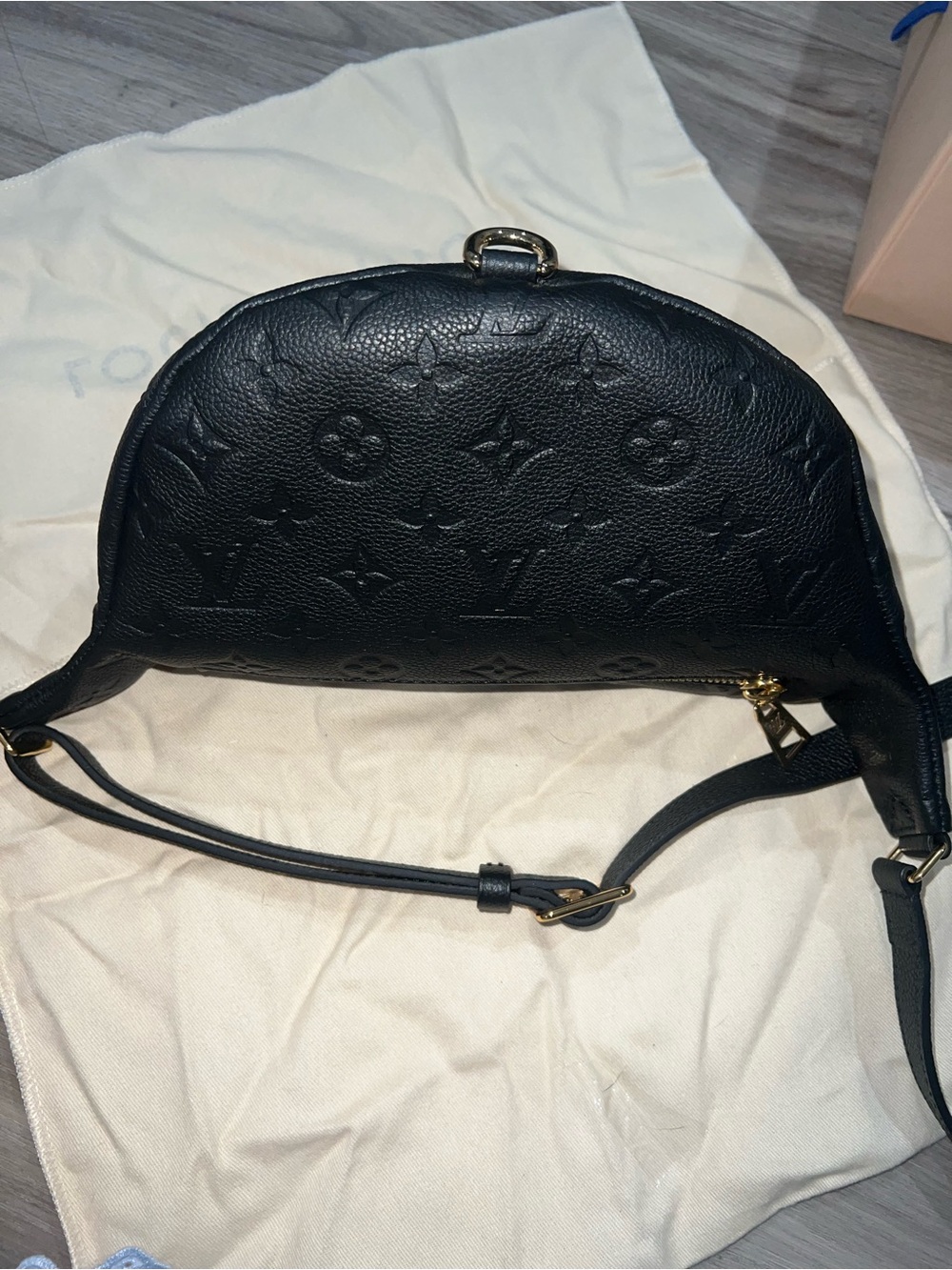Louis Vuitton Black Embossed Monogram Crossbody Belt Bag - Picture 5 of 11